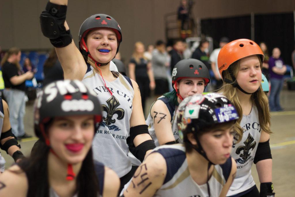A member of the River City Roller Junior Roller Derby competes against the Fort Wayne Derby Brats on Feb. 20. Photo credit: MoyesPhotography.com
