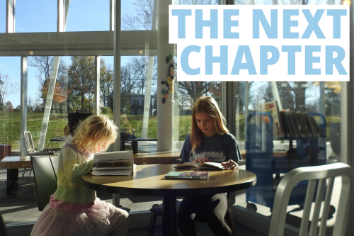 Chapter by Chapter - Edith Ross, 12, and Mae Donnell, 6, enjoy a quiet moment reading at the Northeast Regional Library on Nov. 16. Ross, a South Oldham Middle School student, and Donnell, an Anchorage Public School student, enjoy going to the library often to pick out new books together.